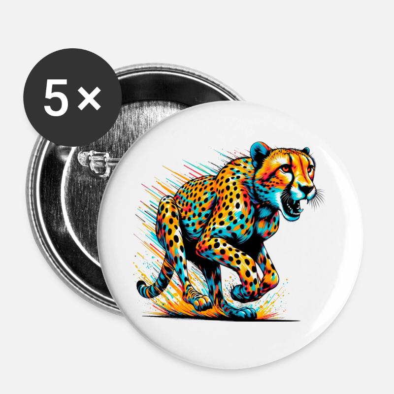 Gepard - Buttons groß 56 mm (5er Pack) - Weiß