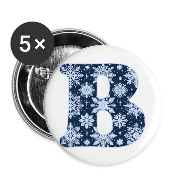 Lettre B Flocons de neige - Lot de 5 grands badges (56 mm) - blanc - Devant