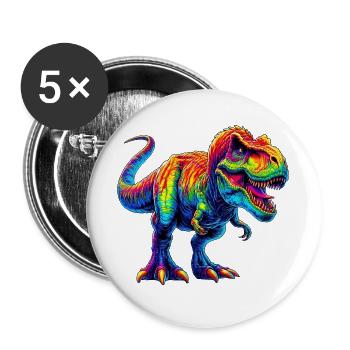 Dinosaurier - Buttons groß 56 mm (5er Pack) - Weiß - Vorne