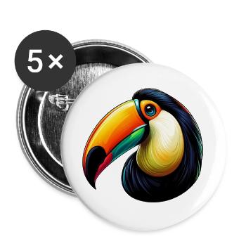 Tukan - Buttons groß 56 mm (5er Pack) - Weiß - Vorne