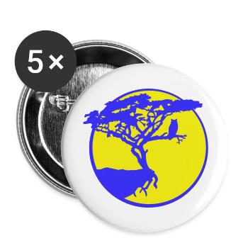 Baum Eule Vogel Mond Klippe Rund Nacht Silhouette - Buttons groß 56 mm (5er Pack) - Weiß - Vorne