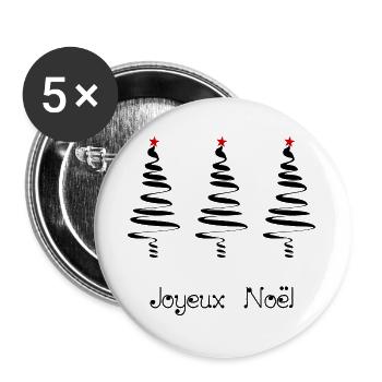 WEIHNACHTSMANN. WEIHNACHTEN. FROHE WEIHNACHTEN. FROHE WEIHNACHTEN - Buttons groß 56 mm (5er Pack) - Weiß - Vorne