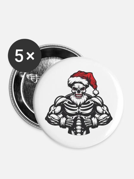 weihnachten skull - Buttons groß 56 mm (5er Pack) - Weiß