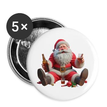 Betrunkener Weihnachtsmann 2 - Buttons groß 56 mm (5er Pack) - Weiß - Vorne