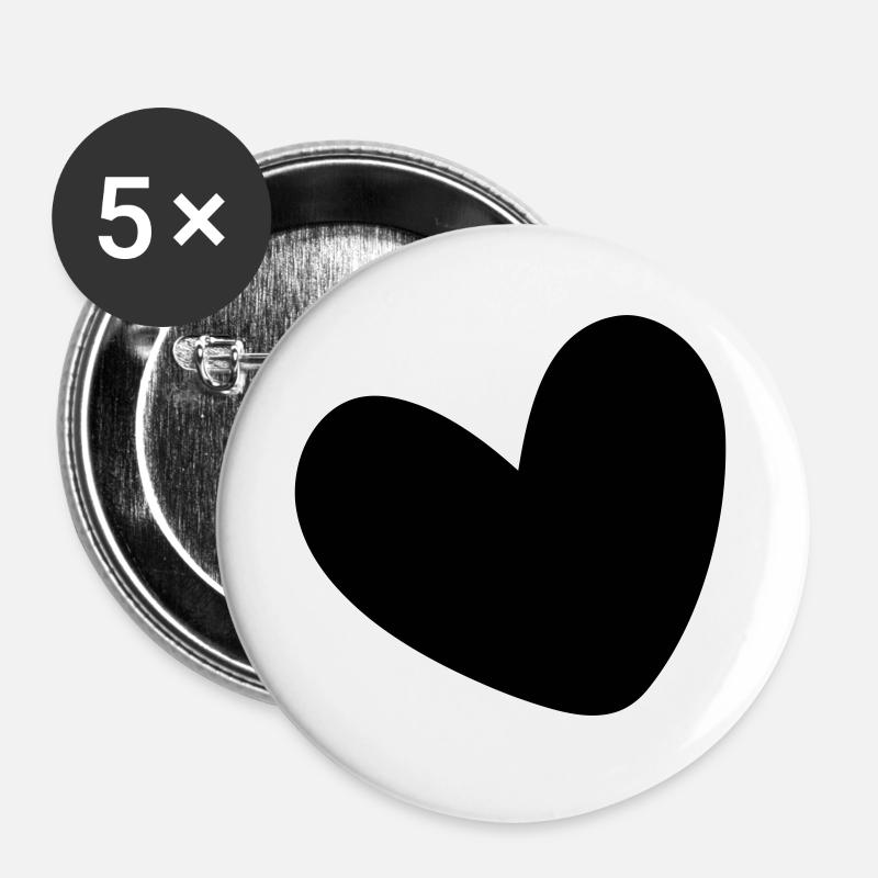 Heart filled in one color - Buttons large 2.2''/56 mm (5-pack) - white