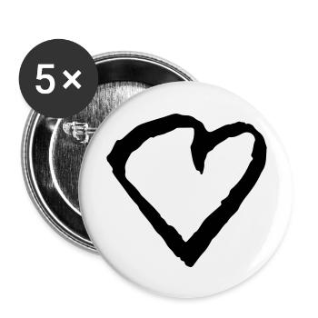 herz - Buttons groß 56 mm (5er Pack) - Weiß - Vorne
