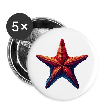 Étoile de mer - Lot de 5 grands badges (56 mm) - blanc - Devant