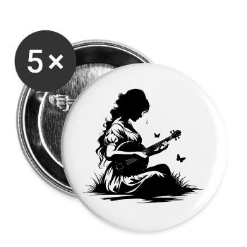 Banjo Girl Drawing - Buttons large 2.2''/56 mm (5-pack) - white - Front