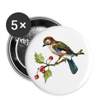 Oiseau coloré - Lot de 5 grands badges (56 mm) - blanc - Devant