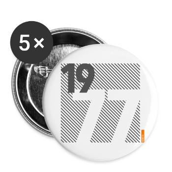 Fabriqué en 1977 Rétro moderniste Design Cadeau d’anniversaire - Lot de 5 grands badges (56 mm) - blanc - Devant