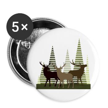 Cerf - Lot de 5 grands badges (56 mm) - blanc - Devant