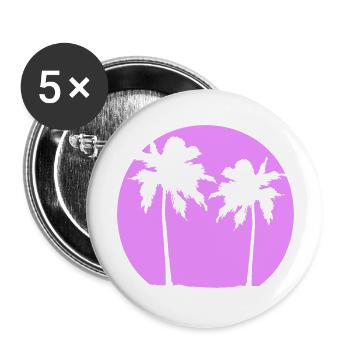 Deux Palmiers Île Soleil Coucher De Soleil Rond Rose - Lot de 5 grands badges (56 mm) - blanc - Devant