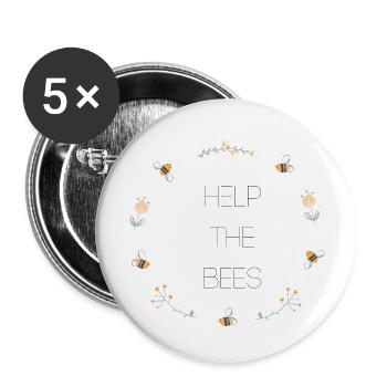 HelpTheBees - Buttons large 2.2''/56 mm (5-pack) - white - Front