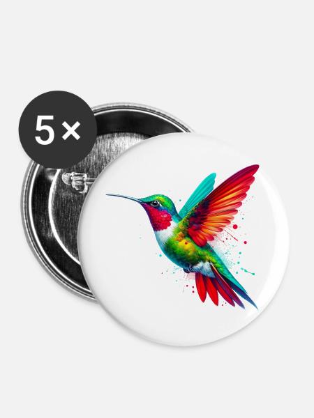 Kolibri - Buttons groß 56 mm (5er Pack) - Weiß