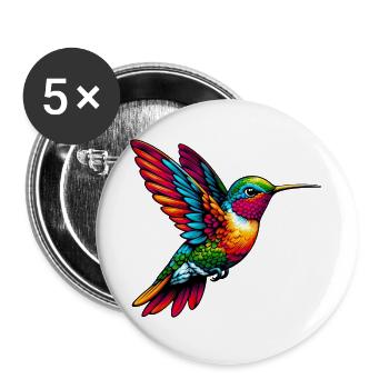Kolibri - Buttons groß 56 mm (5er Pack) - Weiß - Vorne