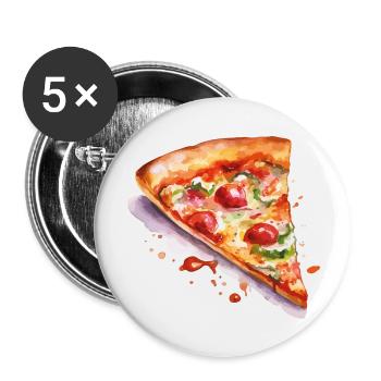 pizza - Lot de 5 grands badges (56 mm) - blanc - Devant