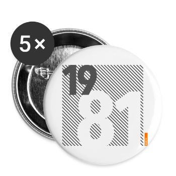 Hergestellt im Jahr 1981 Retro Modernistisches Design Geburtstagsgeschenk - Buttons groß 56 mm (5er Pack) - Weiß - Vorne