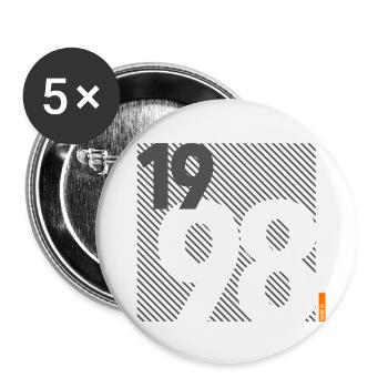 Fabriqué en 1998 Rétro moderniste Design Cadeau d’anniversaire - Lot de 5 grands badges (56 mm) - blanc - Devant