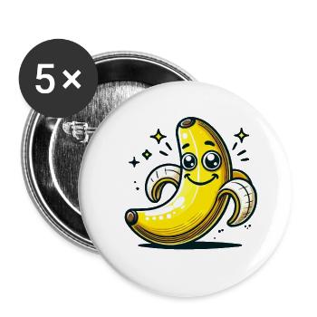 banane - Lot de 5 grands badges (56 mm) - blanc - Devant