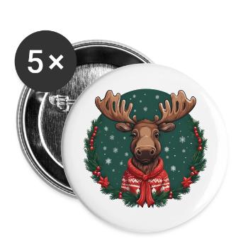 Weihnachtselch - Buttons groß 56 mm (5er Pack) - Weiß - Vorne