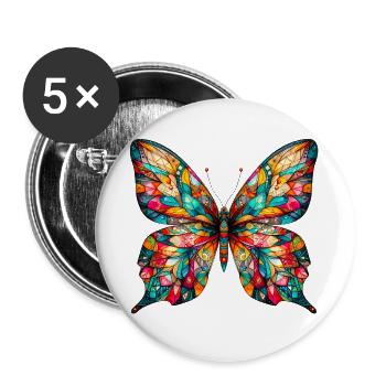 Schmetterling - Buttons groß 56 mm (5er Pack) - Weiß - Vorne