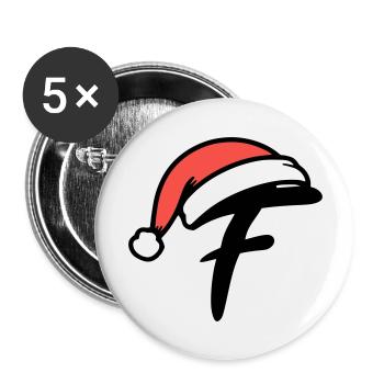 Lettre F Noël - Lot de 5 grands badges (56 mm) - blanc - Devant