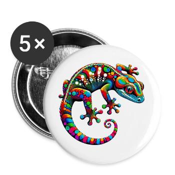 Gecko - Lot de 5 grands badges (56 mm) - blanc - Devant