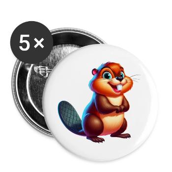 Beaver - Buttons large 2.2''/56 mm (5-pack) - white - Front