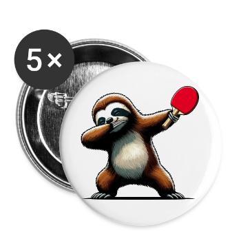 Dabbing paresseux Raquette de tennis de table Ping Pong - Lot de 5 grands badges (56 mm) - blanc - Devant