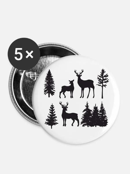 Weihnachtshirsche - Buttons groß 56 mm (5er Pack) - Weiß