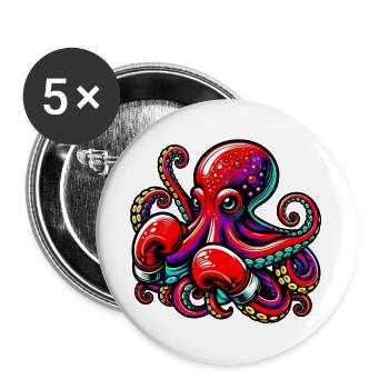 Pieuvre - Lot de 5 grands badges (56 mm) - blanc - Devant