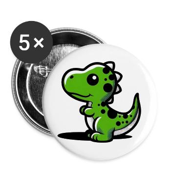 Dinosaurier - Buttons groß 56 mm (5er Pack) - Weiß - Vorne