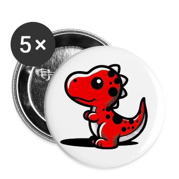 Dinosaur - Buttons large 2.2''/56 mm (5-pack) - white - Front