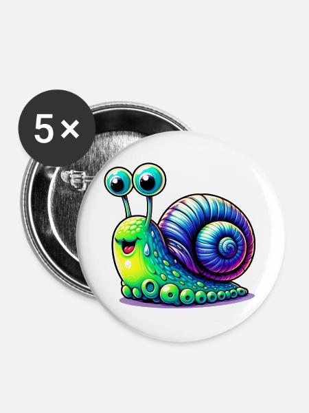 Schnecke - Buttons groß 56 mm (5er Pack) - Weiß