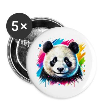 Panda - Lot de 5 grands badges (56 mm) - blanc - Devant