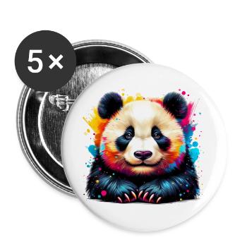 Panda - Buttons groß 56 mm (5er Pack) - Weiß - Vorne