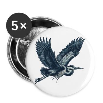 Héron - Lot de 5 grands badges (56 mm) - blanc - Devant