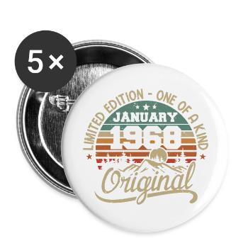 Janvier 1968 I Anniversaire Nées En Janvier 1968 - Lot de 5 grands badges (56 mm) - blanc - Devant