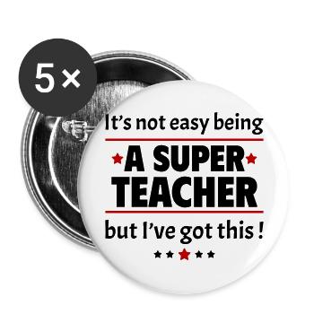It's not easy to be a great teacher - Buttons large 2.2''/56 mm (5-pack) - white - Front