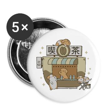 Dog Cafe - Buttons large 2.2''/56 mm (5-pack) - white - Front