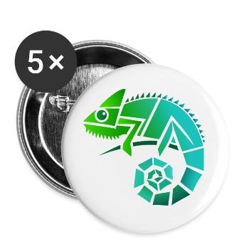 Chamäleon Illustration - Buttons groß 56 mm (5er Pack) - Weiß - Vorne