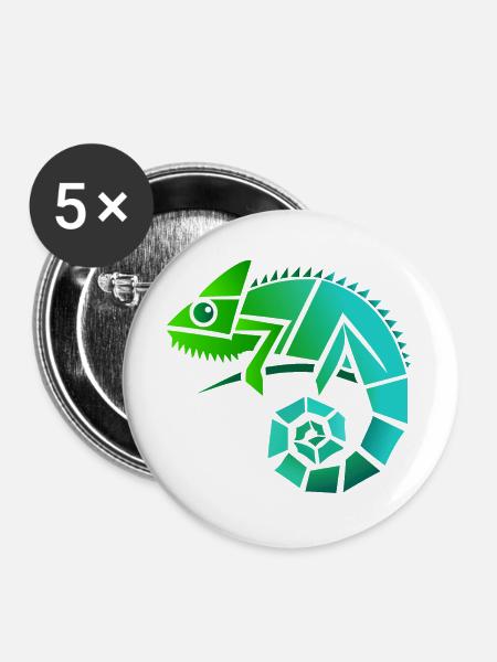 Chamäleon Illustration - Buttons groß 56 mm (5er Pack) - Weiß