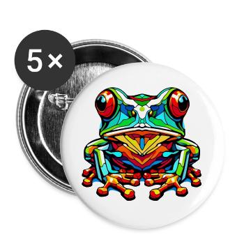 Grenouille - Lot de 5 grands badges (56 mm) - blanc - Devant