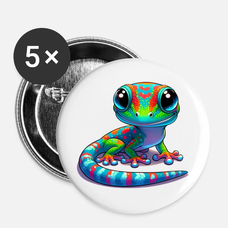 Gecko - Buttons groß 56 mm (5er Pack) - Weiß