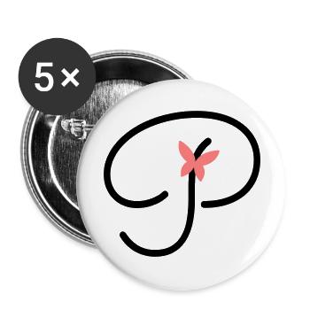 Letter P Butterfly Letter - Buttons large 2.2''/56 mm (5-pack) - white - Front