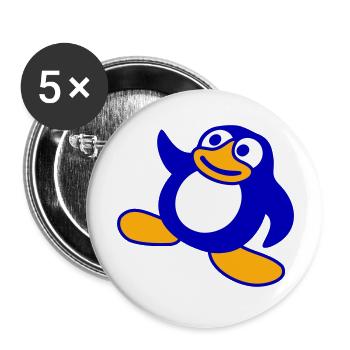 Penguin Breakdance Happy Dancing Party DJ Music - Buttons large 2.2''/56 mm (5-pack) - white - Front