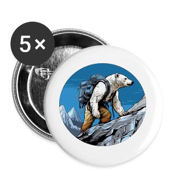 Ours polaire Randonnée / Alpiniste Ours polaire - Lot de 5 grands badges (56 mm) - blanc - Devant