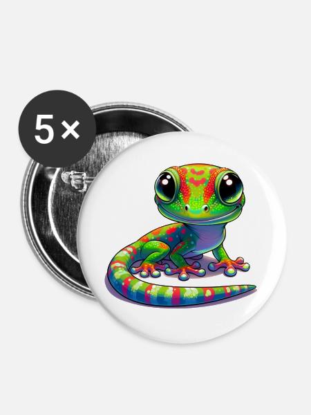 Gecko - Buttons groß 56 mm (5er Pack) - Weiß