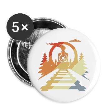 Railway Retro Style - Buttons large 2.2''/56 mm (5-pack) - white - Front