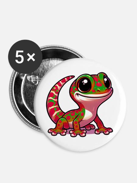 Gecko - Buttons groß 56 mm (5er Pack) - Weiß